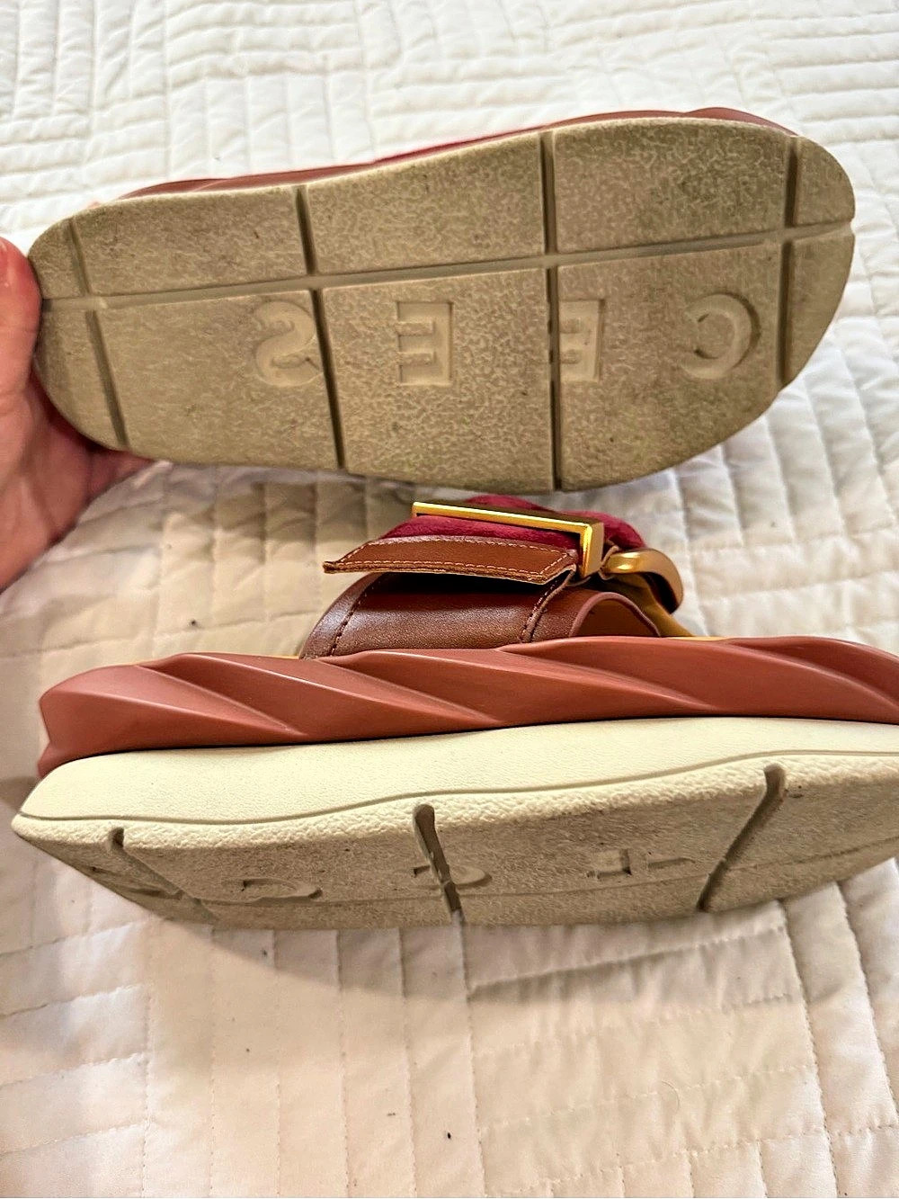 4CCCCEES Mellow Glow Platform Sandals Red & Brown EU 40 - Picture 6 of 7